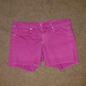 Pink denim shorts